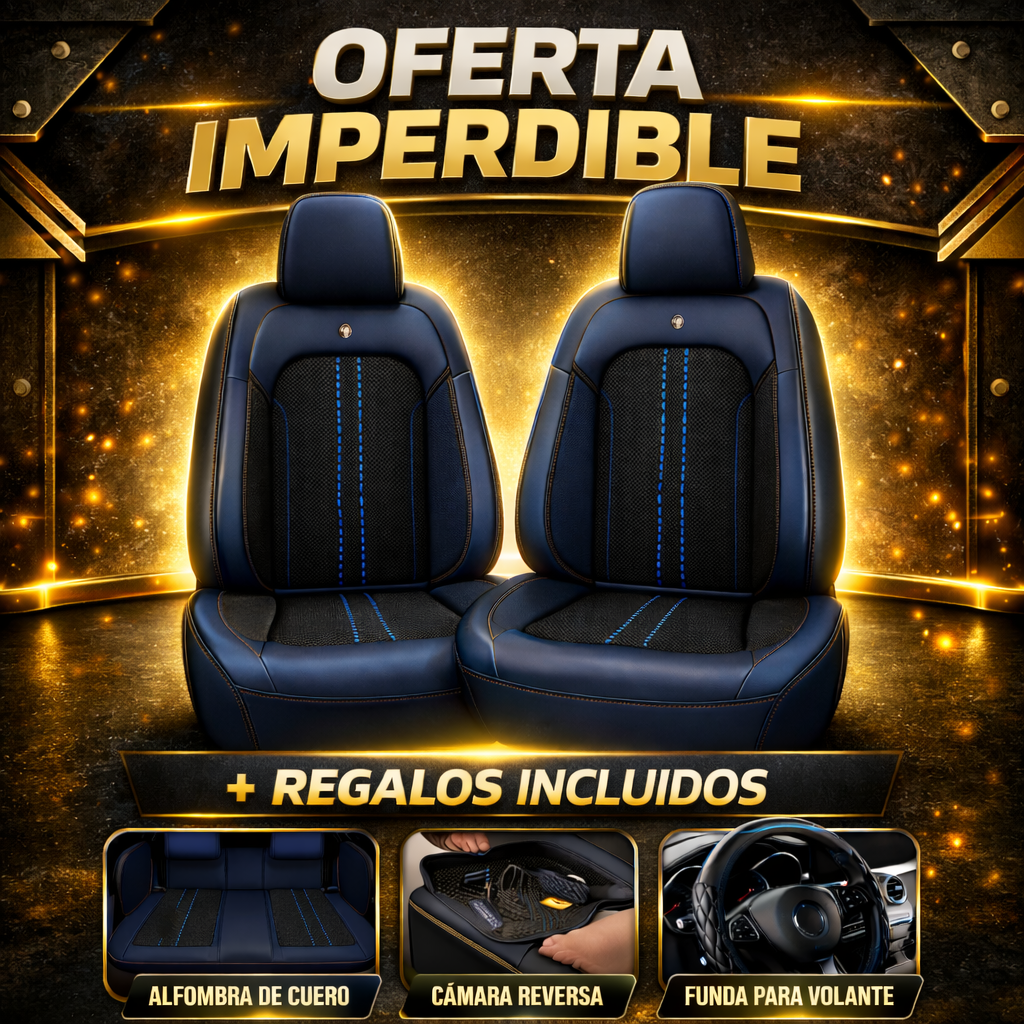 Funda universal para auto Turbo en cuero legítimo con Airbag + REGALOS