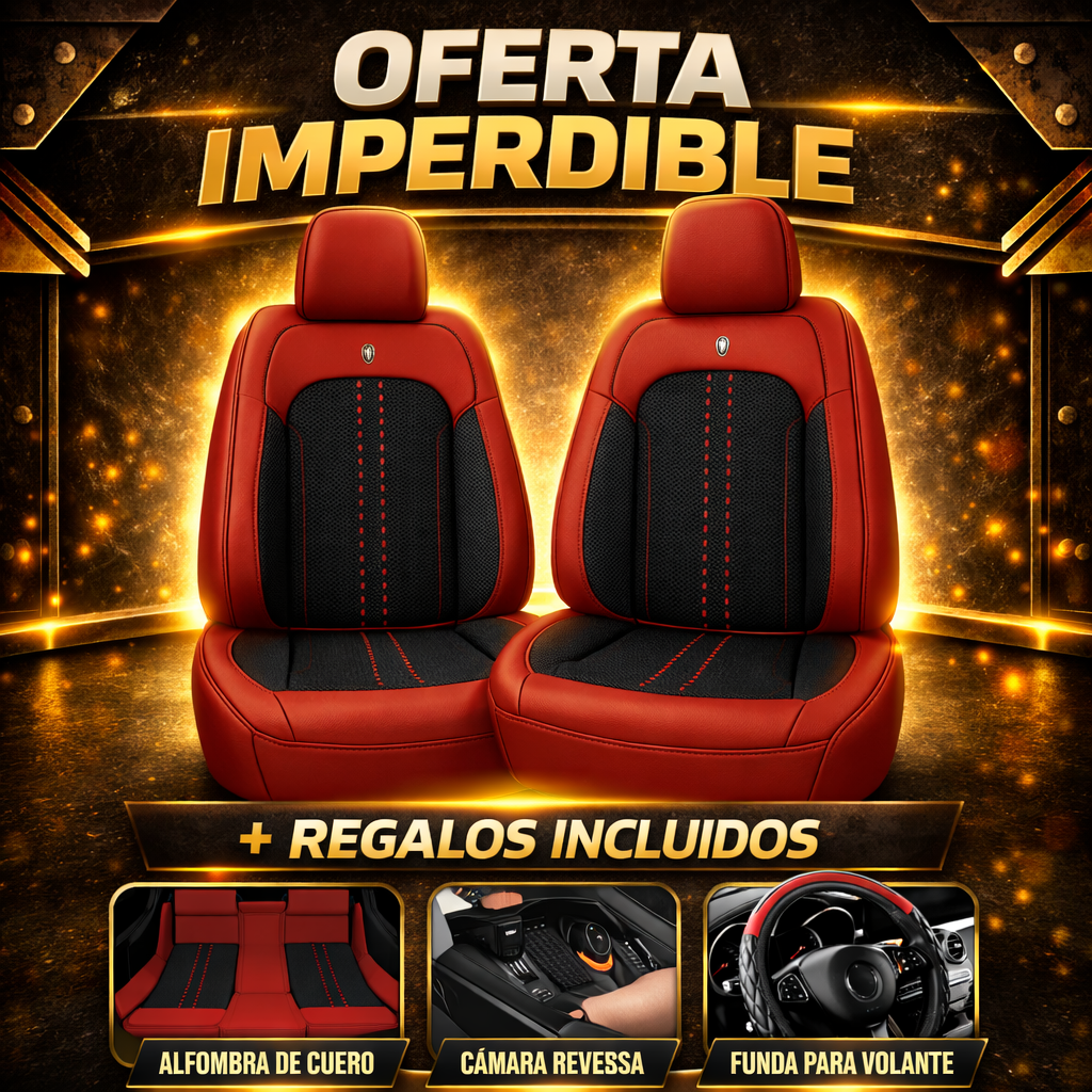 Funda universal para auto Turbo en cuero legítimo con Airbag + REGALOS