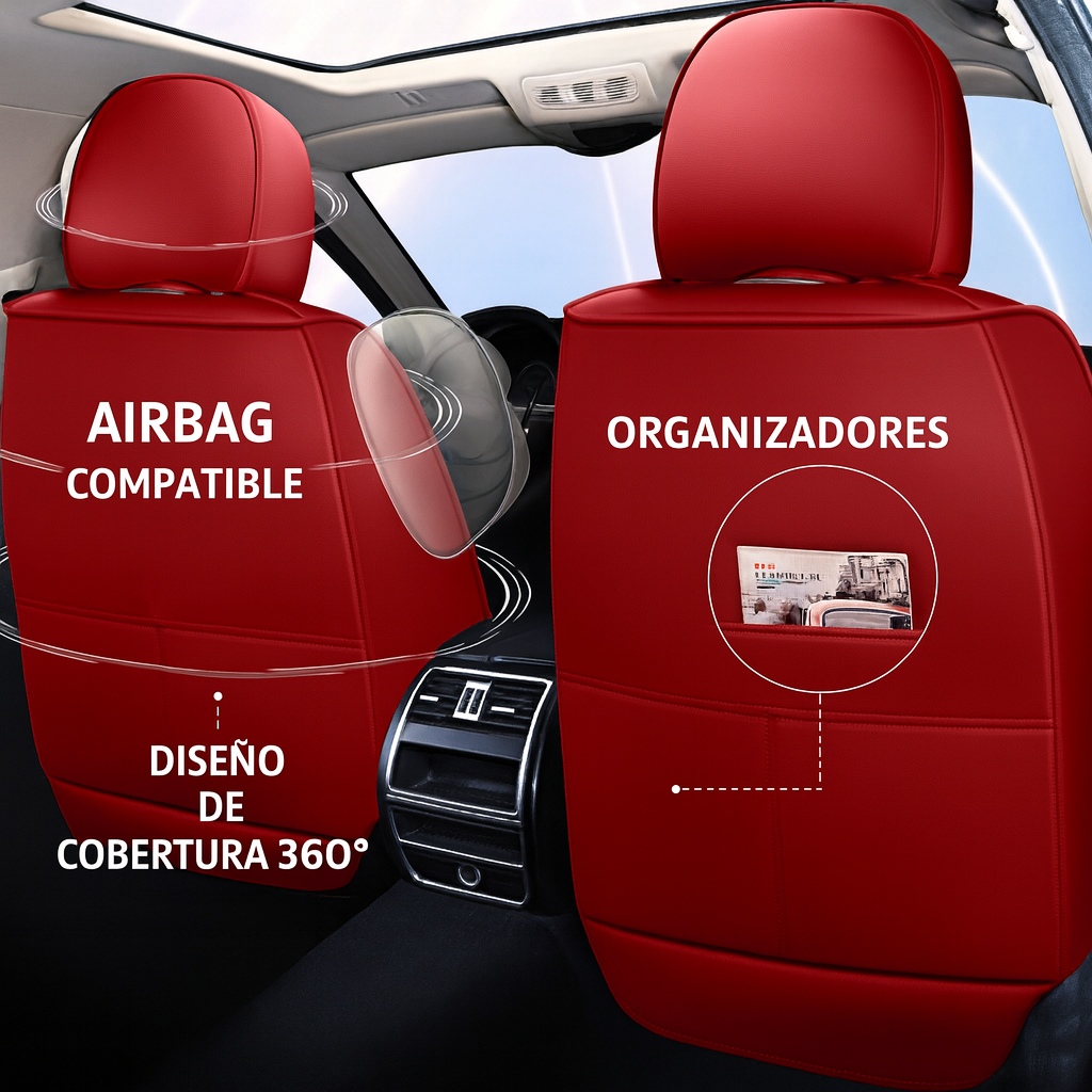 Funda universal para auto Turbo en cuero legítimo con Airbag + REGALOS